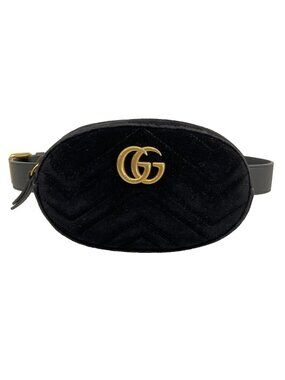 Gucci Waist Pouch GG Marmont Black Leather
